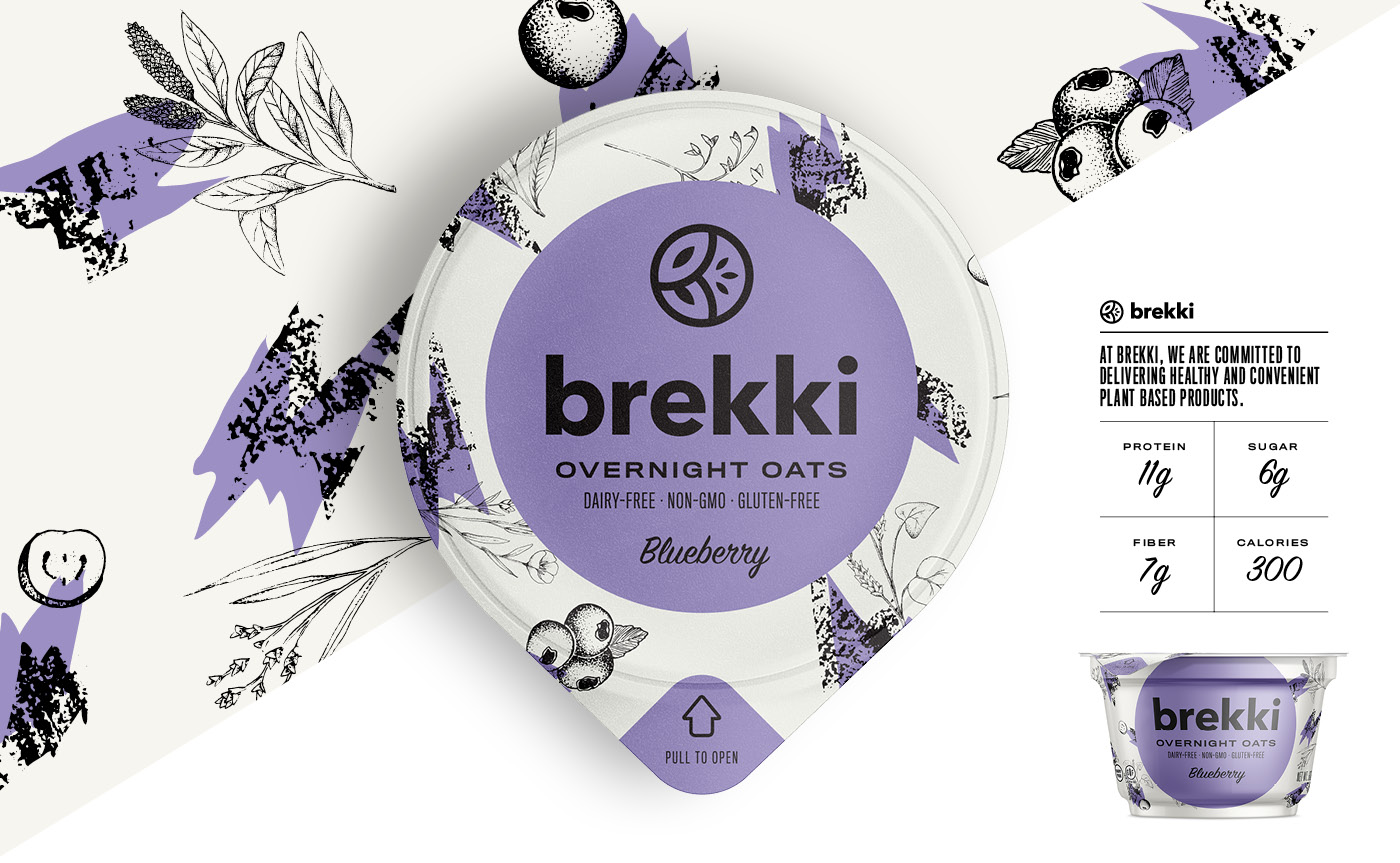 Brekki Overnight Oats package design detail
